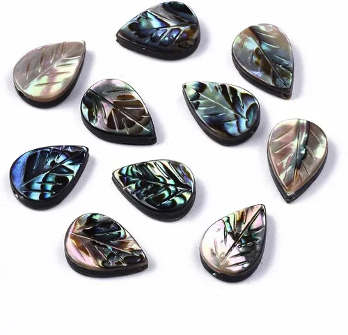 Miniatura 10 de LiQunSweet 10 cuentas de gato de concha natural, cuentas sueltas de cabeza de animal para collares, pulseras, aretes, fabricación de joyas, 0.394 x