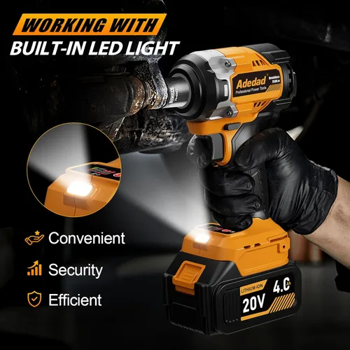 Miniatura 7 de Llave de impacto sin escobillas de 1/2 pulgada 750N.m (553 pies-libras) Pistola de impacto de alto par de 20 V con batería de 2 x 4.0 AH y cargador