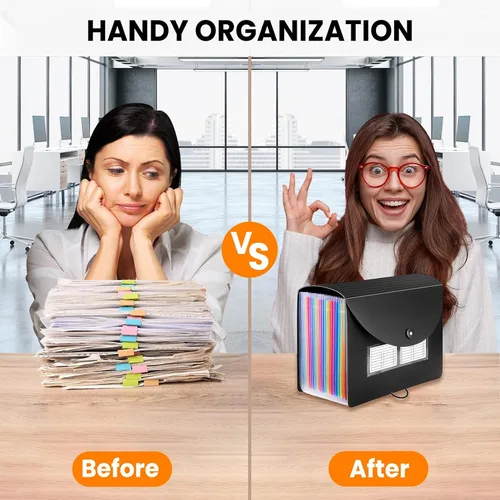 Miniatura 6 de Sooez - Organizador de archivos de acordeón, carpeta expandible con 13 bolsillos, organizador portátil mensual para papel, facturas, impuestos