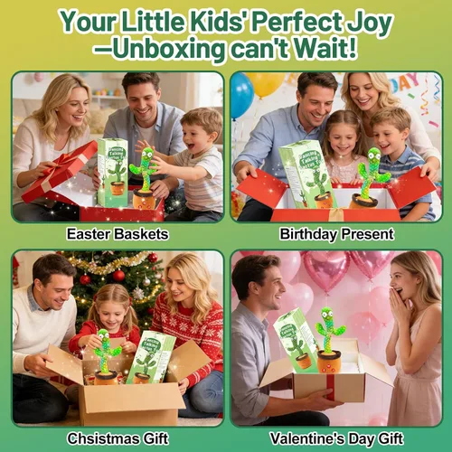 Miniatura 8 de Juguetes para bebés, juguete de cactus que habla bailando, regalos interactivos para niños y niñas, imitando el canto y el cactus repetitivo
