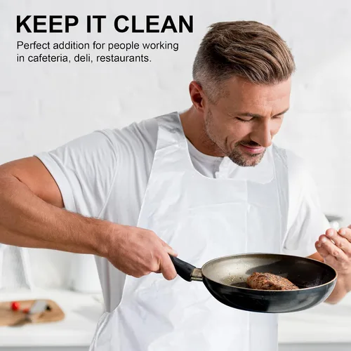Miniatura 4 de MT Products 2 Mil White Disposable Poly Aprons 46"x28" - Waterproof Plastic Bibs for Cooking, Dishwashing & Art (Bulk)