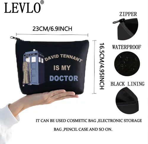 Miniatura 2 de LEVLO Bolsa de maquillaje cosmética con diseño de David Tennant, regalo para fanáticos de David Tennant Is My Doctor - Bolsa de maquillaje