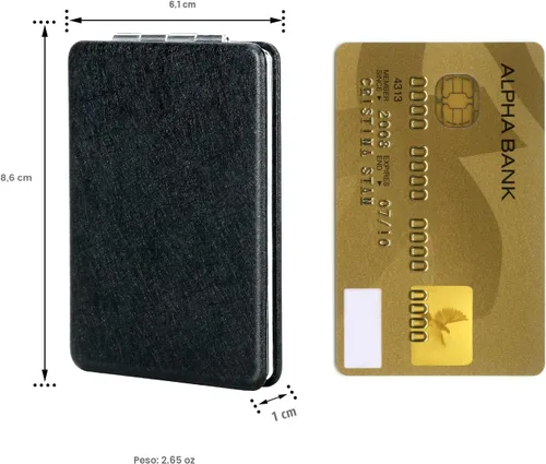 Miniatura 7 de Espejo de tocador compacto para hombres, negro, espejo de maquillaje de viaje para bolso de mano, bolsillo, cartera, espejo cosmético portátil