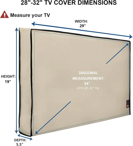 Miniatura 2 de iBirdie Funda de TV impermeable y resistente a la intemperie con cremallera para TV de pantalla plana exterior de 28 a 32 pulgadas, tela gruesa 600D