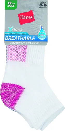 Miniatura 2 de Hanes Calcetines de tobillo ligeros y transpirables para mujer, paquete con 6 pares
