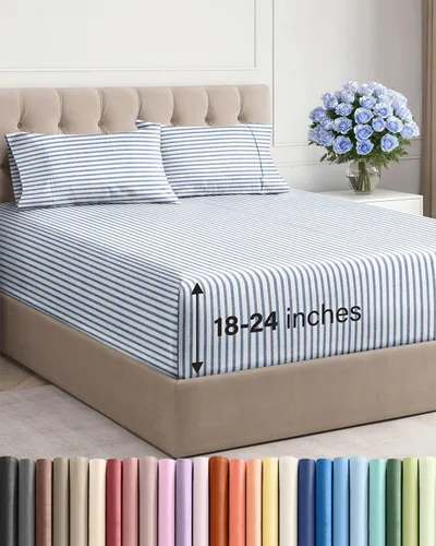 Miniatura 147 de Sábanas King divididas con bolsillos extra profundos, sábanas transpirables y refrescantes de 5 piezas, sábanas de lujo para hotel, suaves, sin 22