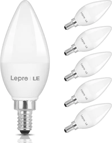 Miniatura 9 de Lepro Bombillas LED de araña equivalentes a 60 W, bombillas de candelabro regulables E12 para ventilador de techo y candelabro, bombillas de Blanco