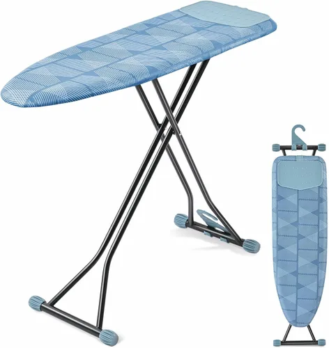 Miniatura 8 de APEXCHASER Tabla de planchar con soporte para planchar, tabla de hierro compacta y ahorradora de espacio, cubierta extragruesa, altura ajustable