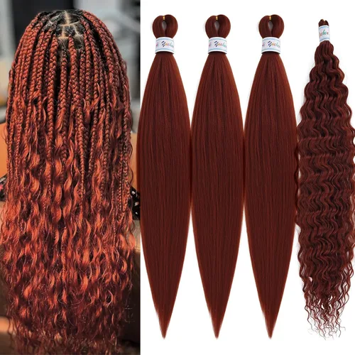 Miniatura 52 de Cabello para trenzar rizado ondulado negro 1B preestirado de onda oceánica profunda de ganchillo bohemio para trenzar de 16 pulgadas, 2 paquetes
