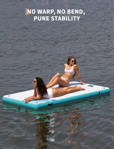 Miniatura 2 de Muelle flotante inflable, plataforma de muelle de aire, superficie antideslizante, flotadores gruesos para lago con bolsa de transporte portátil