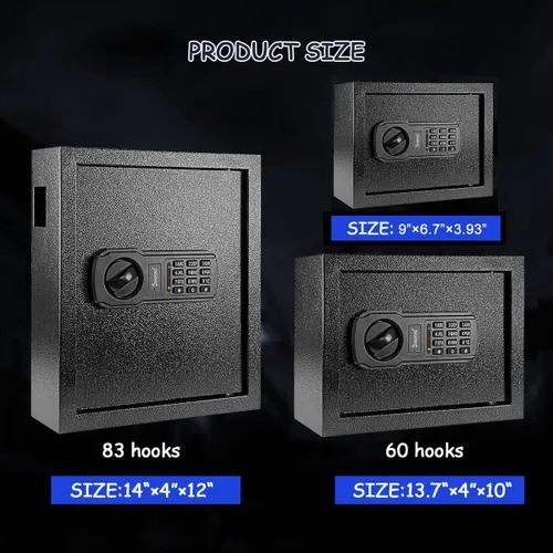 Miniatura 3 de Caja fuerte de pared para armario de 25 llaves con luz de sensor y fuente de alimentación externa de emergencia, caja fuerte para llave electrónica