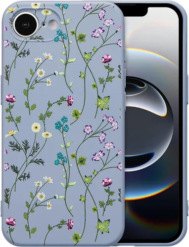 Miniatura 38 de RALEAVO Funda Floral para iPhone 12, Cubierta de Silicona Líquida con Bonito Patrón de Rama de Flores para Niñas y Mujeres, Funda Protectora de Goma