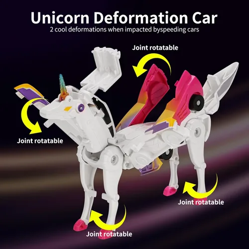 Miniatura 4 de Juguete de coche transformable Unicornio, coche deportivo de colisión mágico Unicornio, coche transformable para niños Robot adecuado para niños