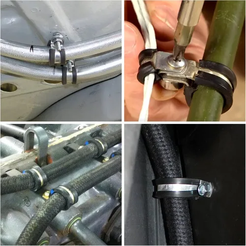 Miniatura 4 de Paquete de 25 abrazaderas de cable de acero inoxidable de 1/2 pulgada, abrazaderas de tubo de metal, abrazaderas de conducto para instalación