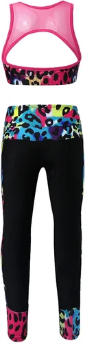 Miniatura 4 de JEATHA Conjunto de camiseta sin mangas con pantalones para niñas y niñas, para gimnasia, yoga, entrenamiento, ropa deportiva