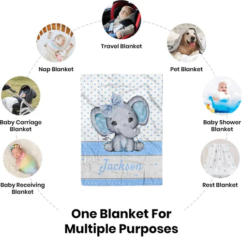 Miniatura 7 de Manta de Bebé Personalizada para Niños, Manta de Bebé Personalizada con Nombre, Mantas Personalizadas con Nombre Suaves y Acogedoras para Niños