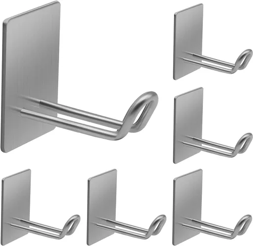 Miniatura 8 de Ganchos adhesivos, gancho de toalla de acero inoxidable, colgador adhesivo para cocina y puerta, ganchos de pared de baño para colgar toallas