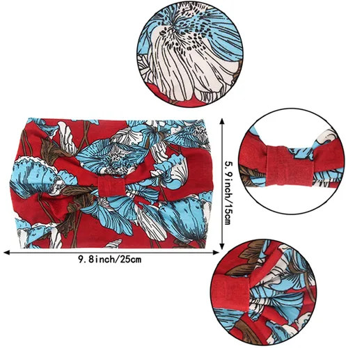 Miniatura 2 de Yeshan Diademas bohemias bandeau para mujeres, diadema ancha tipo bandana con nudo, pañuelo para el cabello con estampado floral, bandas africanas