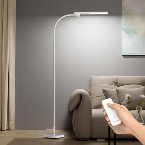 Miniatura 9 de Lámpara de pie LED Honeywell, lámparas de pie F4 Sunturalux™ de cuello de ganso para sala de estar, lámpara de pie alta regulable sin escalones Negro