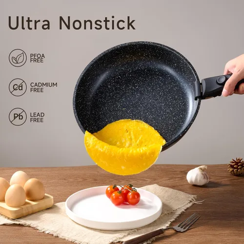 Miniatura 5 de JEETEE Juego de 25 piezas de ollas y sartenes antiadherentes, juego de utensilios de cocina con mango desmontable, cocina de inducción y camping