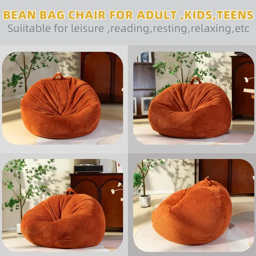 Miniatura 5 de ZhenLives Funda para puf de almacenamiento de animales de peluche, solo funda (sin relleno), organizador de juguetes de pana, para asiento con cojín