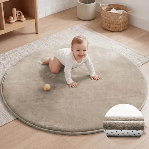 Miniatura 11 de Alfombra de juego para bebé para piso, 47 x 47 pulgadas (beige)
