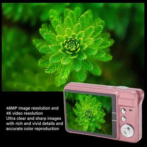 Miniatura 2 de Cámara digital, cámaras 4K para fotografía, cámara compacta con zoom digital 8X, pantalla grande 2.7, cámara de vlogging 4K para fotografía de Rosado