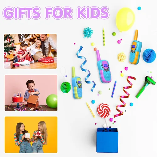 Miniatura 7 de Juguetes para niños o niñas de 4 a 12 años, paquete de 3 Walkie Talkies para exteriores y interiores, rango de 1.9 mi, 22 canales, radio de 2 vías