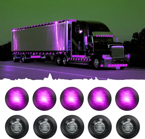 Miniatura 12 de 10 piezas LED redondas mini impermeables selladas azules de 3/4", luces de gálibo con bala y ojal para indicadores delanteros, traseros y laterales