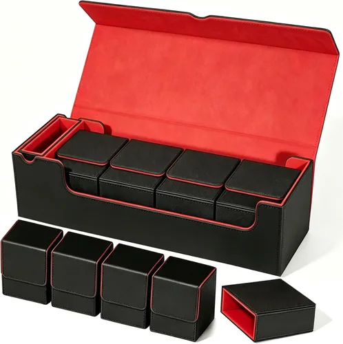 Miniatura 10 de MTG Caja de cartas para Commander Deck Box con 2 divisores, caja de almacenamiento de tarjetas para más de 100 tarjetas de una sola manga, soporte