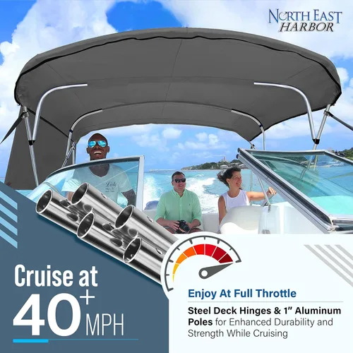 Miniatura 4 de KNOX Bimini tops universales de 4 arcos para paredes laterales, postes de apoyo, lona marina 900D a prueba de decoloración, funda de almacenamiento