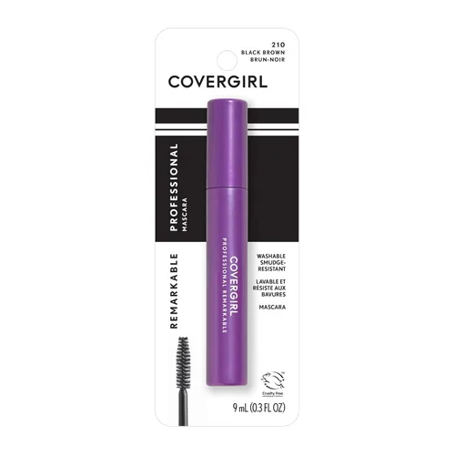Máscara impermeable profesional COVERGIRL Remarkable Black Brown 210, 0.3 onzas (el embalaje puede variar)