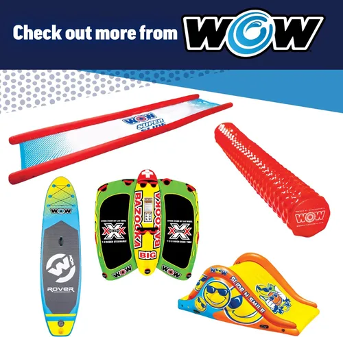 Miniatura 4 de Wow Sports Hielera flotante inflable para nevera, 30 cuartos de galón, 4 portavasos, tapa con cremallera, para piscinas, lagos y océanos