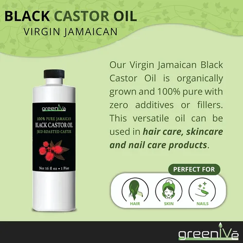 Miniatura 4 de GreenIVe Aceite de ricino negro jamaicano JBCO cultivado orgánicamente 100% puro, ideal para cabello y usos tópicos (16 onzas)
