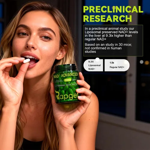 Miniatura 2 de RAPGET Suplemento liposomal NAD + Resveratrol - Suplemento NMN alternativo de alta pureza NAD + Suplemento para energía - Apoyo a la salud celular