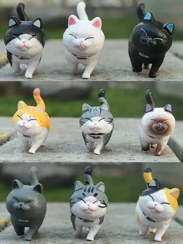 Miniatura 4 de 9 piezas de lindas figuritas en miniatura de gatos, adorable diseño de jardín de hadas, lindos gatitos para jardín del hogar, lindos cupcakes