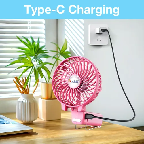 Miniatura 9 de VersionTECH. Ventilador portátil de mano, potente+duradero+4000mAh+plegable 180°, mini ventiladores de mesa con USB recargable operado por batería