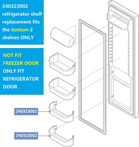 Miniatura 6 de MEJORADO Paquete de 2 240323002 Estante de Bandeja de Puerta de Refrigerador Compatible con Frigidaire y Kenmore los 2 Estantes Inferiores