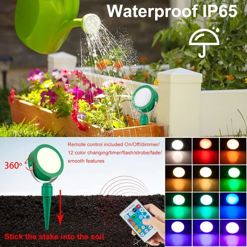 Miniatura 4 de BIGMONAT Luz de paisaje inalámbrica recargable, foco para macetas con cambio de color para interior y exterior, iluminación de jardín RGB