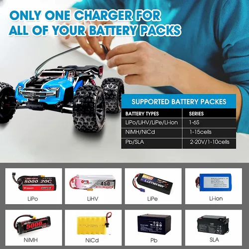 Miniatura 3 de 100W 10A AC/DC 1-6S Lipo cargador de batería descargador Smart Balance Lipo cargador para LiPo LiHV Life NiMH NiCd Pb para Hobby RC Car Boat Drone