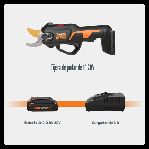 Miniatura 10 de Worx Tijera de Podar/Podadora WORX NITRO 20V WG330 - (Batería y Cargador Incluidos)