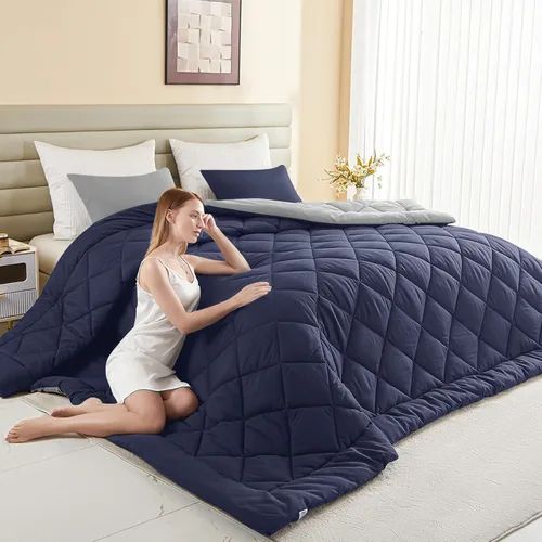 Miniatura 15 de Edredón King de gran tamaño, edredón súper King de gran tamaño, edredón suave para todas las estaciones, relleno de edredón alternativo con 8