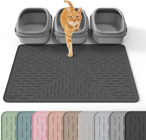Miniatura 10 de OHMO Alfombrilla Grande para Arena de Gatos Alfombrilla de Captura Premium Goma de Silicona 31.5 x 23.6 pulgadas Gris Ceniza, Alfombrilla para Caja