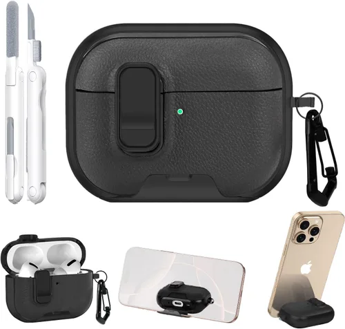 Miniatura 10 de Funda para AirPods Pro 3 2025 de 3ª generación con kit de limpieza, funda protectora rosa negra con bloqueo/soporte compatible con Apple New Air