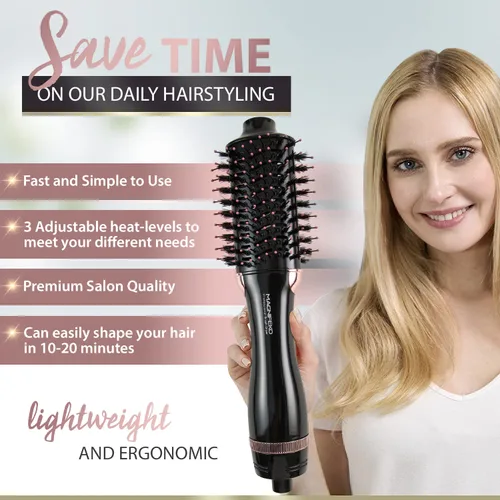 Miniatura 5 de Cepillo secador de pelo redondo - Cepillo secador de aire caliente para mujeres para secar el cabello, peinar y dar volumen (negro)