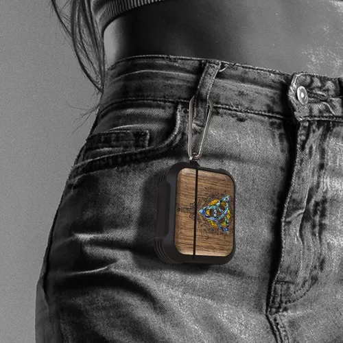 Miniatura 22 de Carveit Funda de madera para AirPods Pro de 2ª/1ª generación, grabado artístico de madera e incrustación hecha a mano, cubierta de TPU a prueba