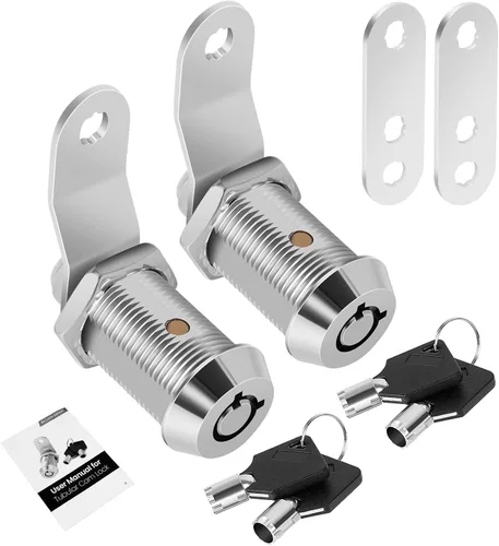 Miniatura 19 de Paquete de 2 cerraduras de caja de herramientas con llaves, cerradura de leva para gabinete de 5/8 pulgadas con llave maestra, cerradura de repuesto