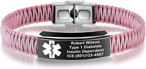 Miniatura 24 de Pulseras de alerta médica para mujeres Pulseras de identificación médica personalizables para hombres, niñas y niños Pulseras médicas trenzadas