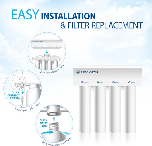 Miniatura 3 de APEC Water Sistemas RO-Twist Supreme 75 GPD Sistema de filtración de agua potable de ósmosis inversa Filtro de giro de cambio rápido