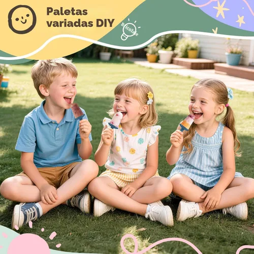 Miniatura 4 de Juego de moldes para paletas de 4 piezas, fabricante de paletas caseras de silicona, moldes para helados de fácil desmolde, moldes pop DIY Azul
